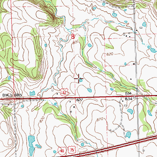 Topographic Map of Oknoname 111034 Reservoir, OK