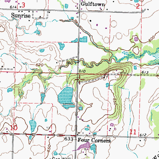 Topographic Map of Oknoname 111057 Dam, OK