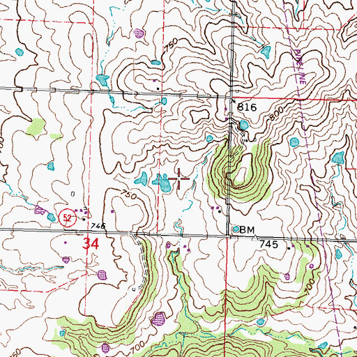 Topographic Map of Oknoname 111066 Reservoir, OK