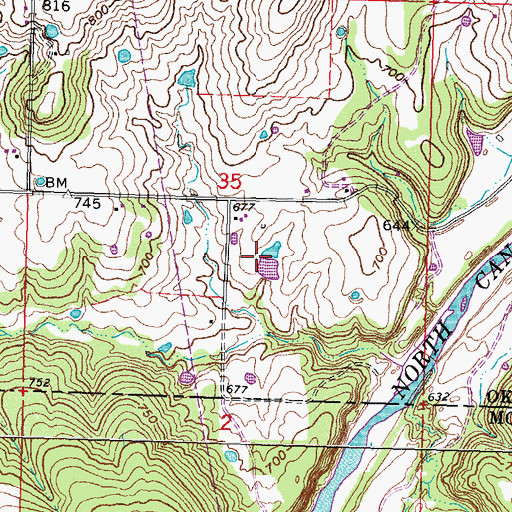 Topographic Map of Oknoname 111067 Reservoir, OK