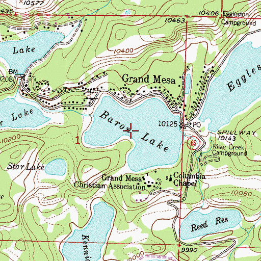 Topographic Map of Baron Lake, CO