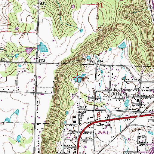 Topographic Map of Oknoname 111080 Reservoir, OK