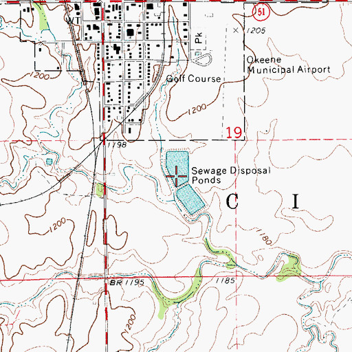 Topographic Map of Okeene Sewage Disposal Pond North Dam, OK