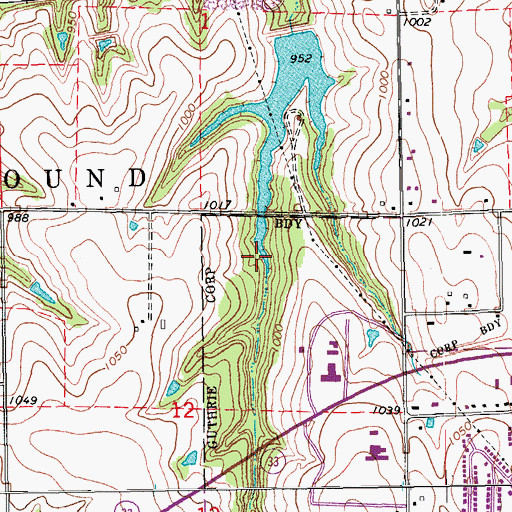 Topographic Map of Oknoname 083026 Reservoir, OK