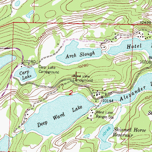 Topographic Map of Ward Lake Campground, CO