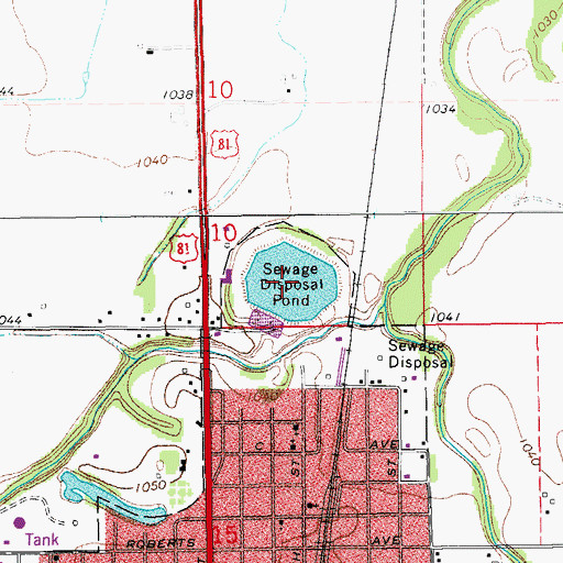Topographic Map of Kingfisher Sewage Disposal Pond, OK