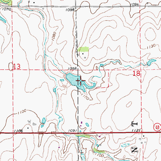 Topographic Map of Oknoname 07309 Reservoir, OK