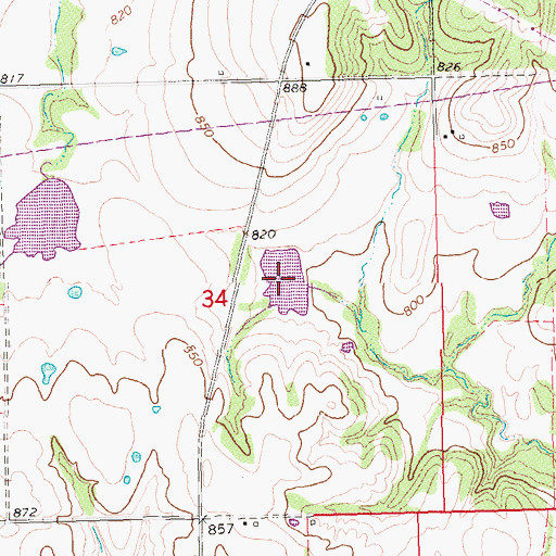 Topographic Map of Oknoname 063004 Reservoir, OK