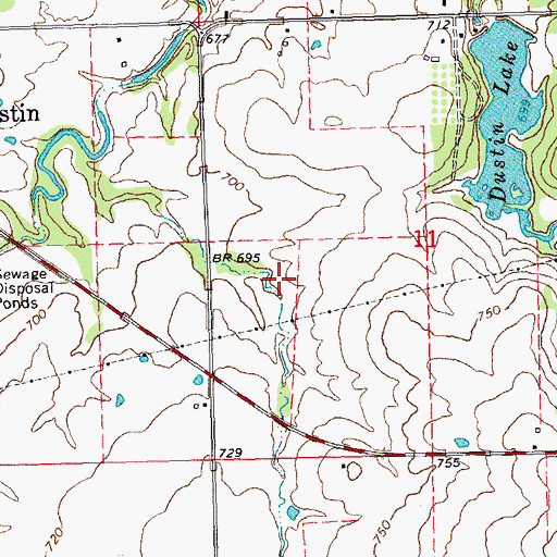 Topographic Map of Oknoname 063012 Reservoir, OK
