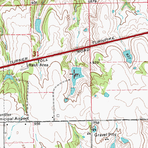 Topographic Map of Oknoname 08107 Reservoir, OK
