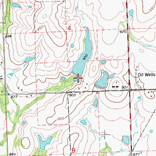 Topographic Map of Oknoname 08109 Reservoir, OK