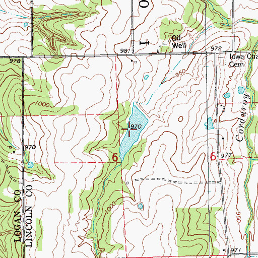 Topographic Map of Oknoname 08112 Reservoir, OK