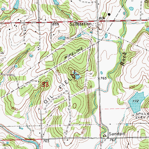 Topographic Map of Oknoname 037042 Reservoir, OK