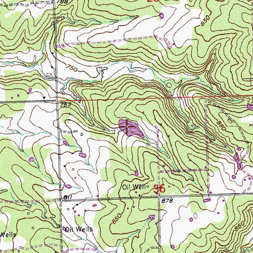 Topographic Map of Oknoname 037076 Reservoir, OK