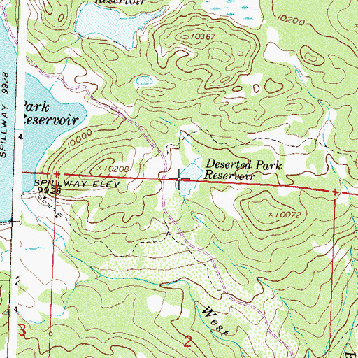 Topographic Map of Deserted Park Reservoir, CO