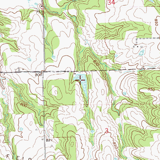 Topographic Map of Oknoname 107010 Reservoir, OK