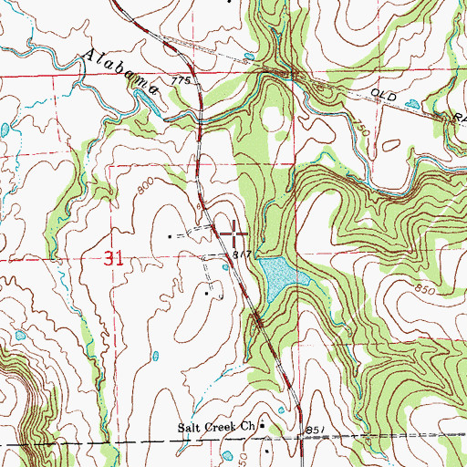 Topographic Map of Oknoname 107026 Dam, OK