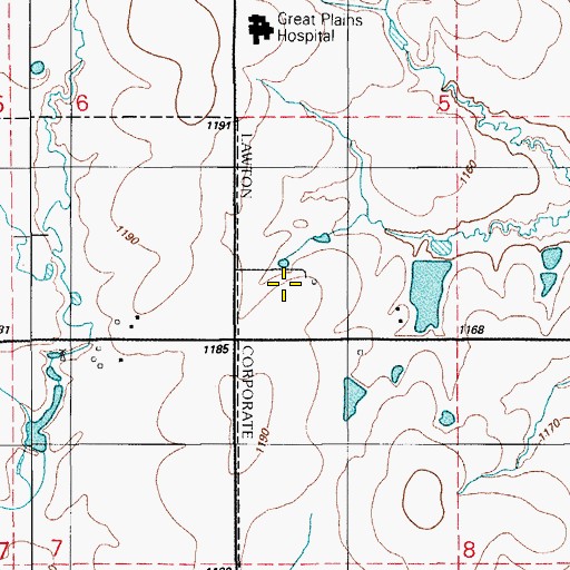Topographic Map of Oknoname 031070 Dam, OK