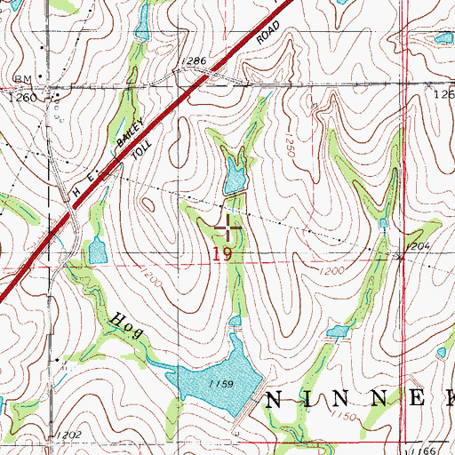 Topographic Map of Oknoname 051030 Dam, OK