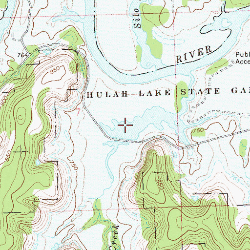 Topographic Map of Hulah Restocking Pond Dam, OK