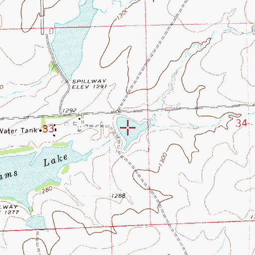 Topographic Map of Oknoname 113130 Reservoir, OK