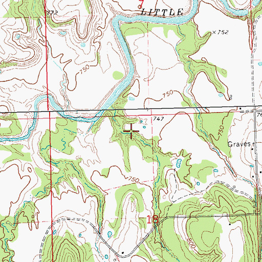 Topographic Map of Leonard Wemer Dam, OK