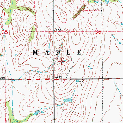 Topographic Map of Wayne Reuter Reservoir, OK