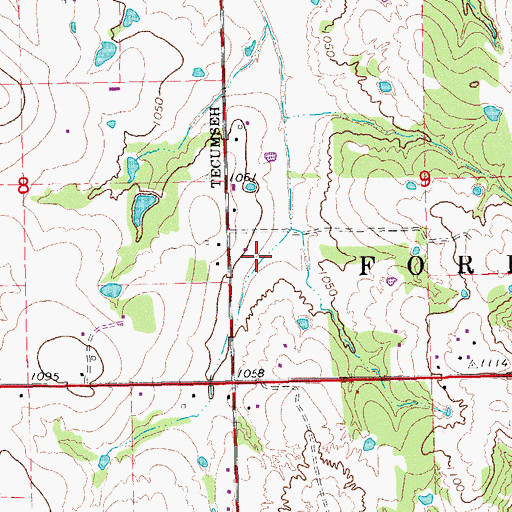 Topographic Map of Orvile Johnson Reservoir, OK