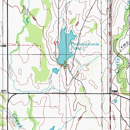 Topographic Map of Potawatomi Twins Dam, OK