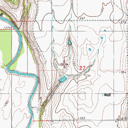 Topographic Map of Cowden Laterals Site 101 Reservoir, OK