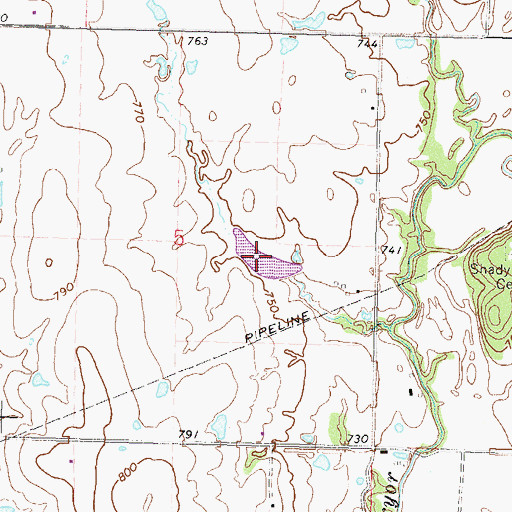 Topographic Map of Pryor Creek Number 20 Reservoir, OK