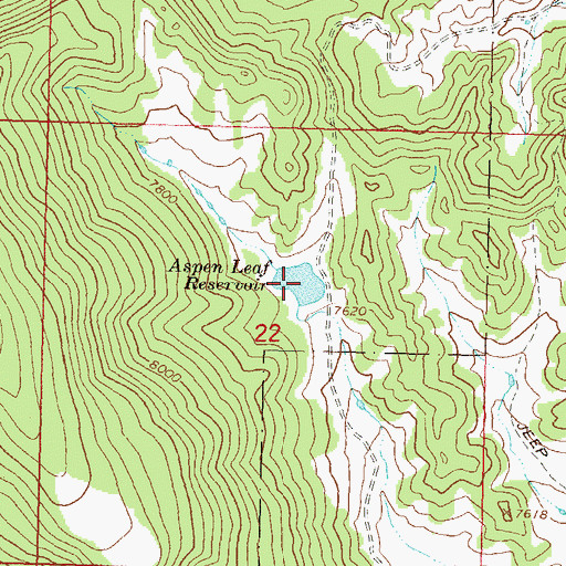 Topographic Map of Aspen Leaf Reservoir, CO
