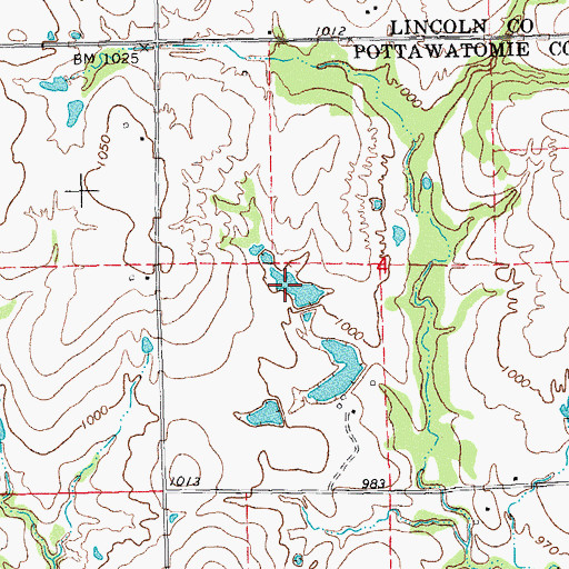 Topographic Map of Oknoname 12520 Dam, OK