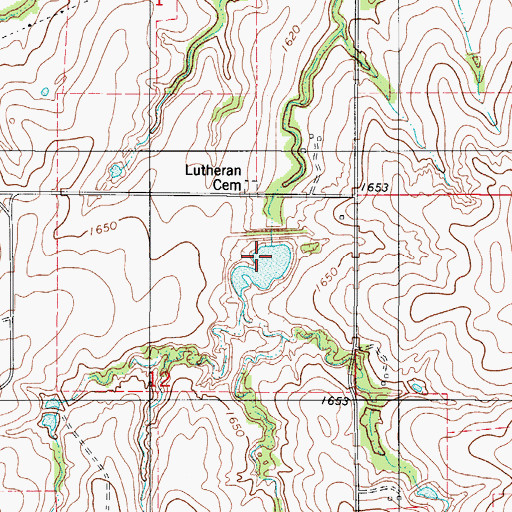 Topographic Map of South Clinton Laterals Site 4 Dam, OK