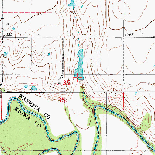 Topographic Map of Cowden Laterals Site 7 Dam, OK