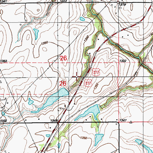 Topographic Map of Little Washita Creek Site 25 Reservoir, OK