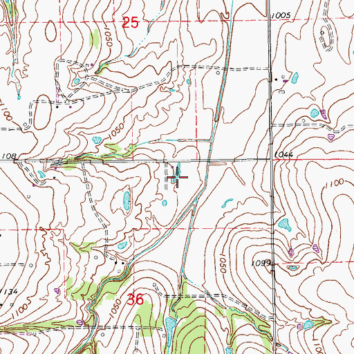 Topographic Map of Maysville Laterals Site H-34 Reservoir, OK