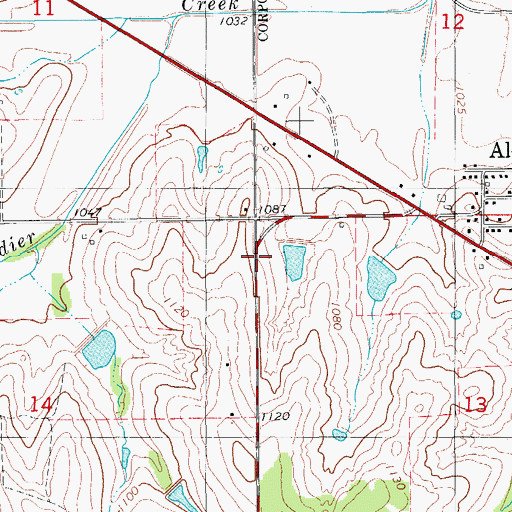 Topographic Map of Roaring Creek Site 107 Reservoir, OK