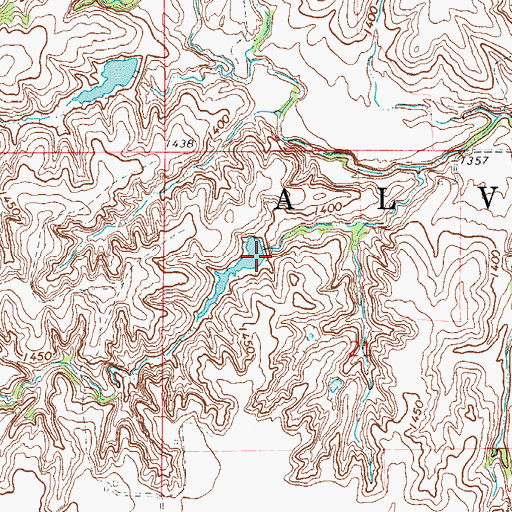 Topographic Map of Bouziden Lake Dam, OK