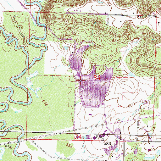 Topographic Map of Petersons Lake, OK