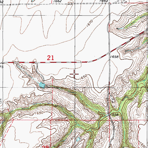 Topographic Map of Caldwell Reservoir, OK