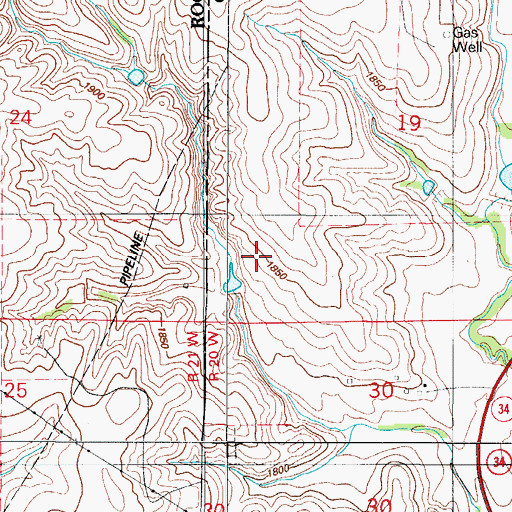 Topographic Map of Kendall Dam, OK