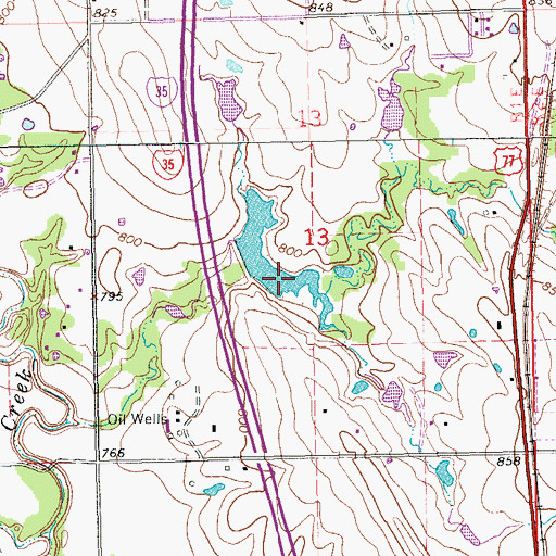 Topographic Map of Oknoname 01903 Reservoir, OK