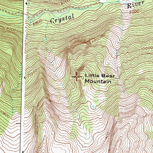 Topographic Map of Little Bear Mountain, CO