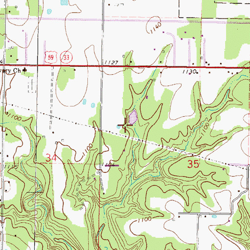 Topographic Map of Perry Williams Dam, OK
