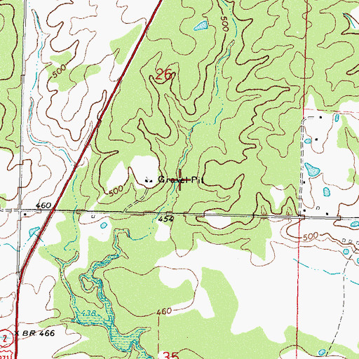 Topographic Map of Oknoname 127008 Dam, OK