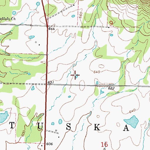 Topographic Map of Oknoname 127005 Reservoir, OK