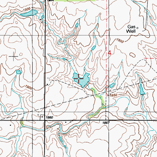 Topographic Map of Oknoname 149020 Reservoir, OK
