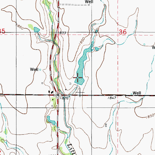 Topographic Map of Oknoname 149032 Reservoir, OK