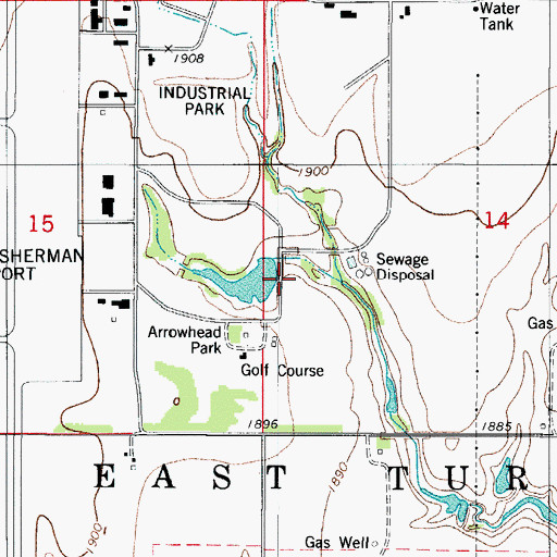 Topographic Map of Clinton-Sherman Reservoir Dam, OK